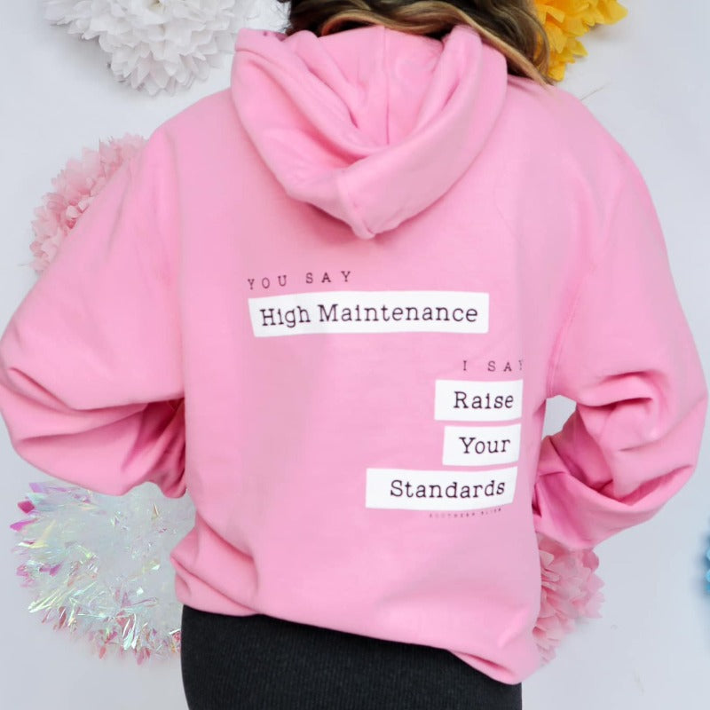 Raise Your Standards Pink Pullover Hoodie - Boujee Boutique 