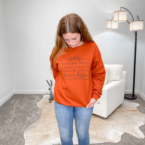 Start Again Burnt Orange Solid Sweatshirt - Boujee Boutique 