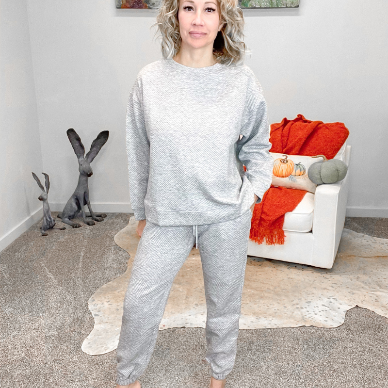 Grey Textured Jogger Pants - Boujee Boutique 