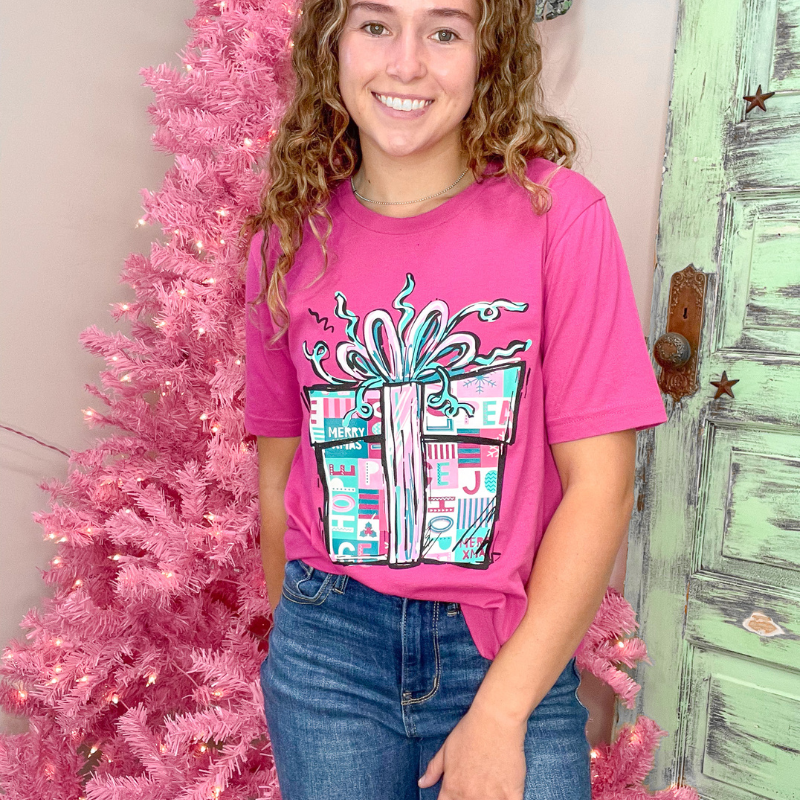 Wrapped Christmas Present Graphic Tee - Boujee Boutique 