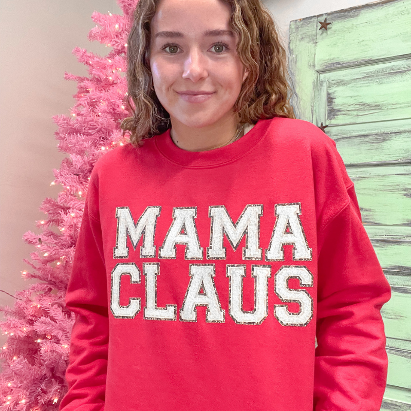 Red Mama Claus Graphic Sweatshirt - Boujee Boutique 
