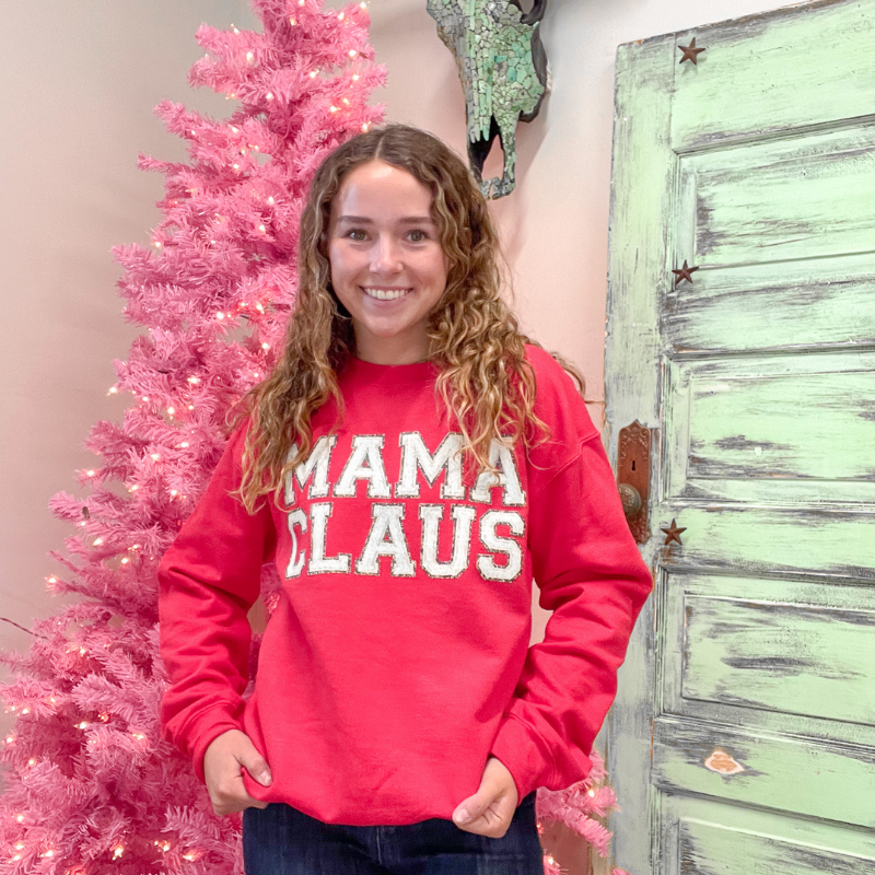 Red Mama Claus Graphic Sweatshirt - Boujee Boutique