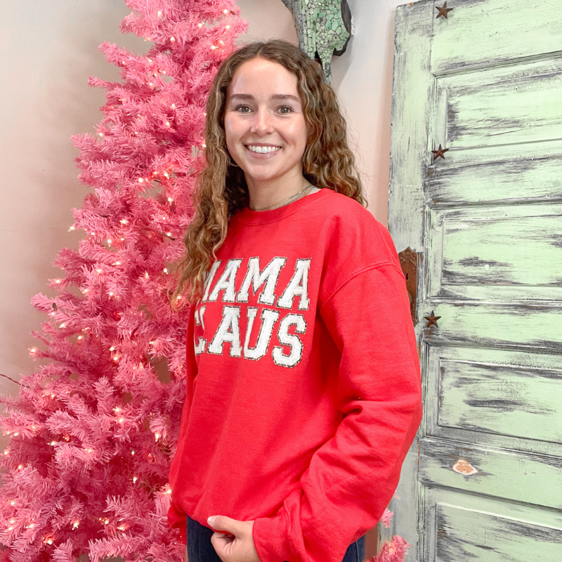Red Mama Claus Graphic Sweatshirt - Boujee Boutique 