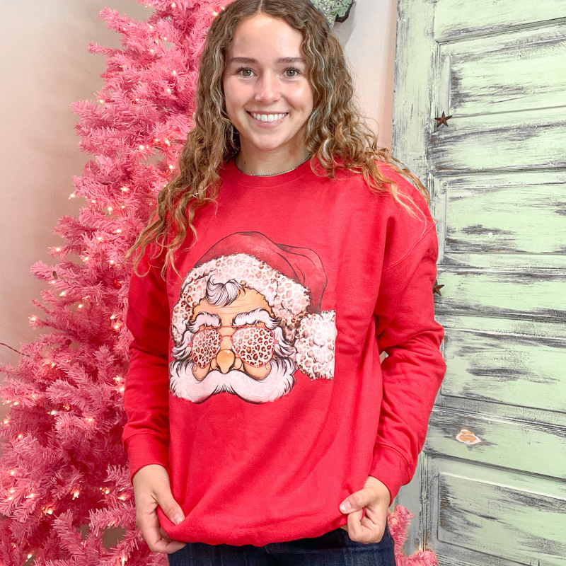 Santa is Chill Red Sweatshirt - Boujee Boutique 