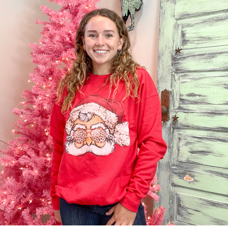 Santa is Chill Red Sweatshirt - Boujee Boutique 