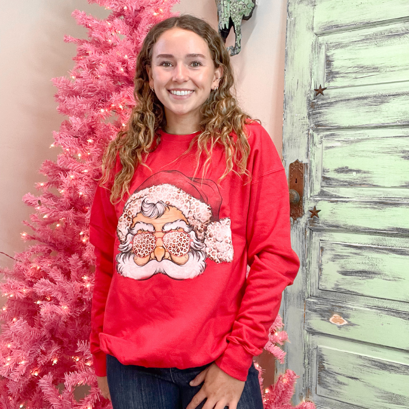Santa is Chill Red Sweatshirt - Boujee Boutique 