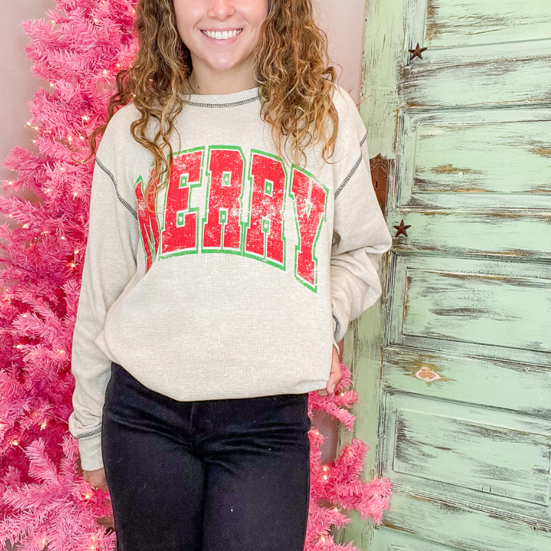 Merry Long Sleeve Thermal Knit Pullover Top - Boujee Boutique 