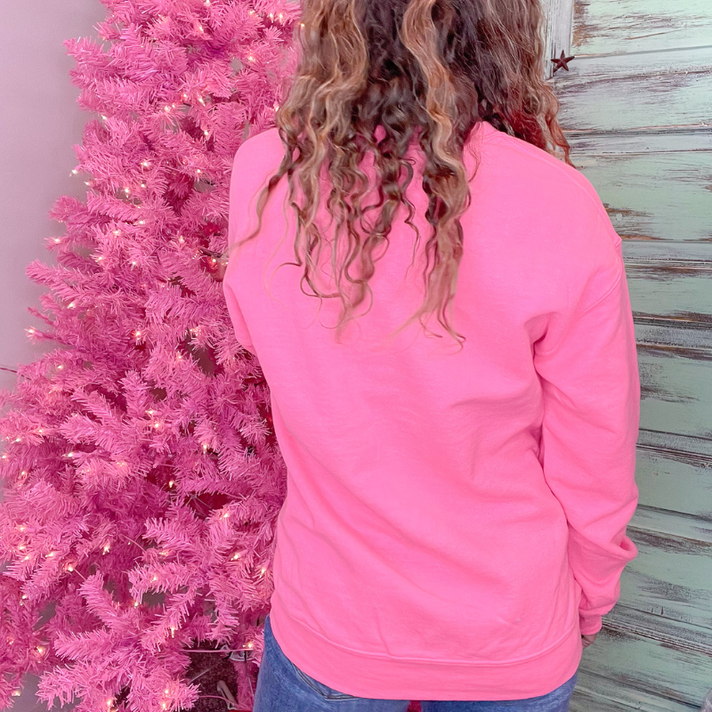 Neon Pink Christmas Tree Sweatshirt - Boujee Boutique 