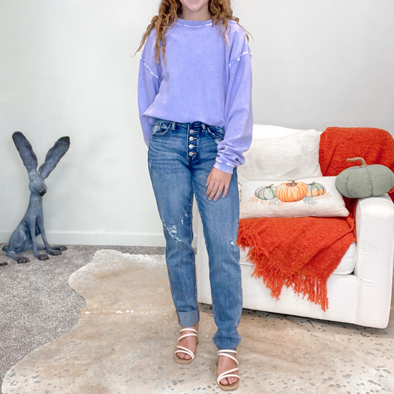 Judy Blue Chelsea Mid Rise Button Fly Long/Tall Boyfriend Jeans - Boujee Boutique 