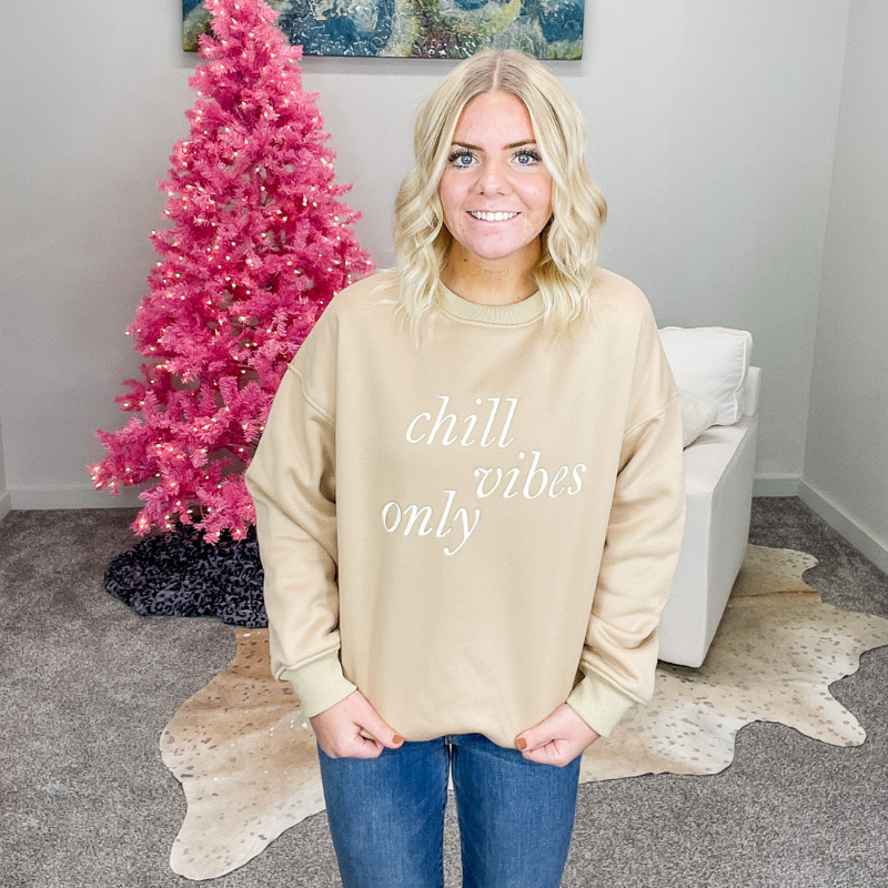 Chill Vibes Only Crewneck Sweatshirt - Boujee Boutique 