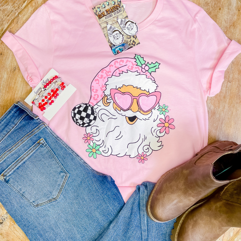 Pink Groovy Santa Graphic Tee - Boujee Boutique 