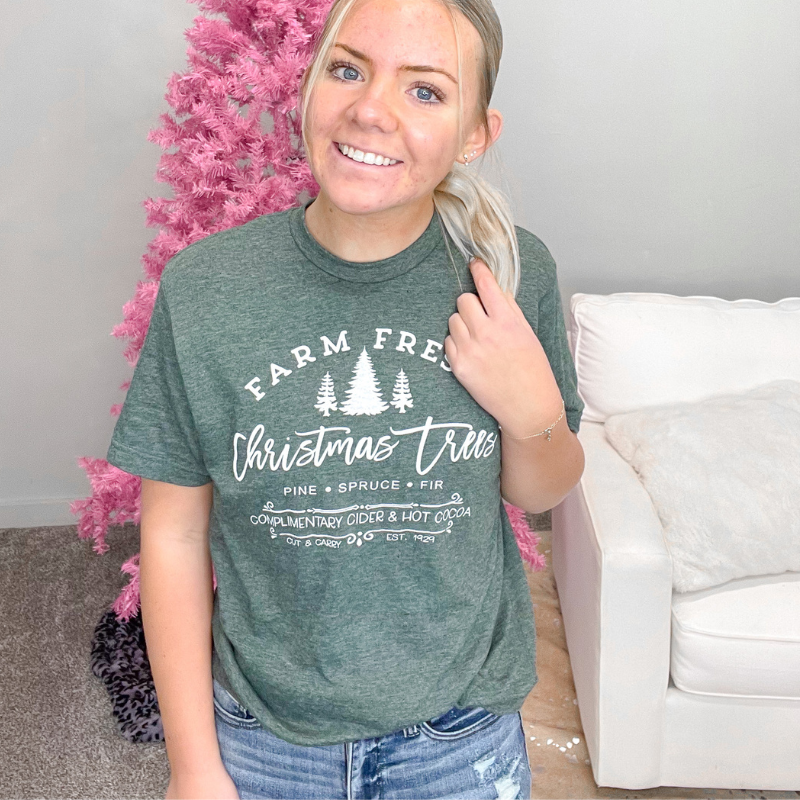 Farm Fresh Christmas Trees Graphic Tee - Boujee Boutique 