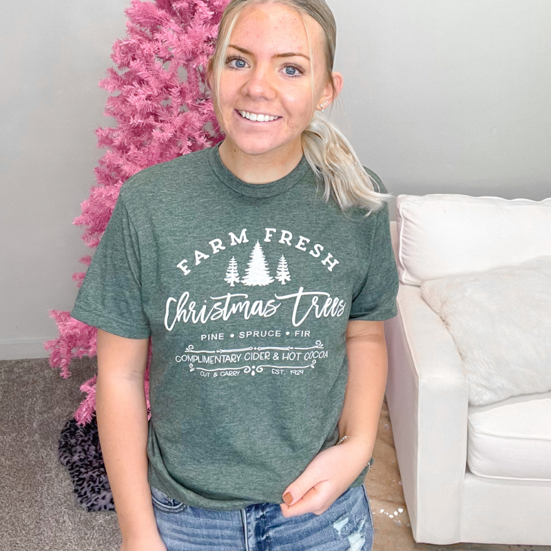 Farm Fresh Christmas Trees Graphic Tee - Boujee Boutique 