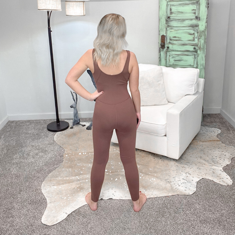 Buttery Soft Smoky Brown Legging Jumpsuit - Boujee Boutique 