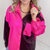 Metallic Shimmer Hot Pink and Black Color Block Button Up Top - Boujee Boutique 