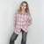 Tammy Flannel Pink and Grey Plaid Button Up Shirt - Boujee Boutique 