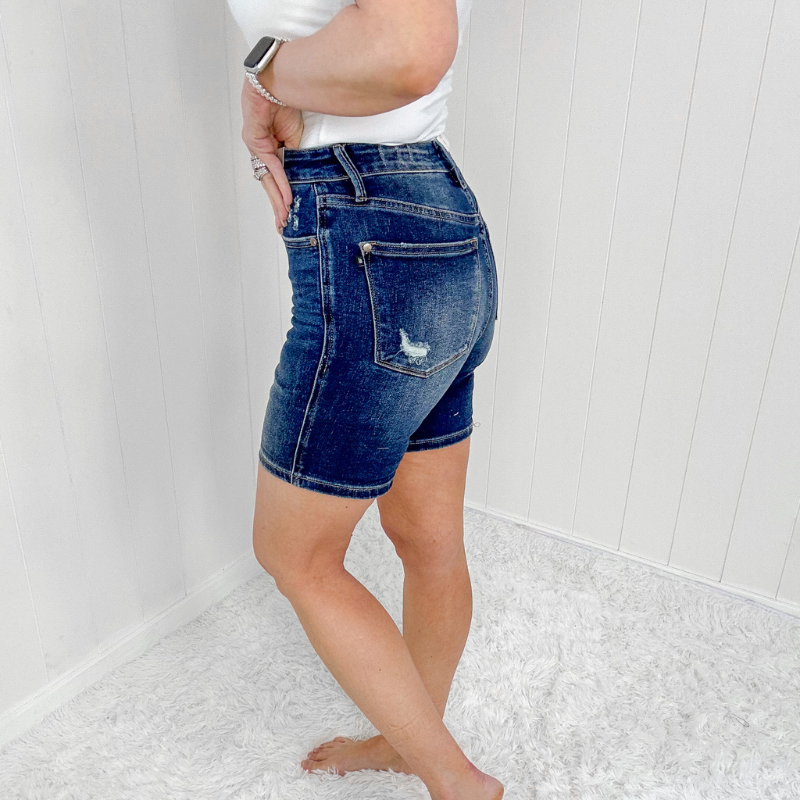 Judy Blue Cutiepie High Waist Tummy Control Cuffed Shorts - Boujee Boutique 