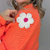 Bright Orange Flower Chunky Sweater Knit Cardigan - Boujee Boutique 