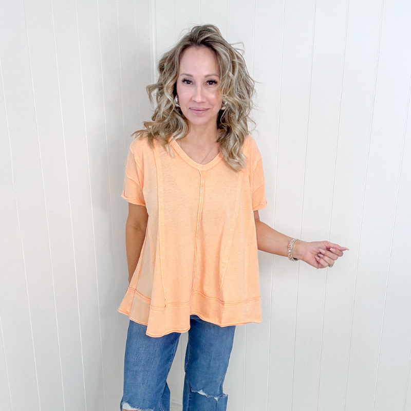 Sunny Daze Oversized Short Sleeve Slub Top in 2 Colors - Boujee Boutique 