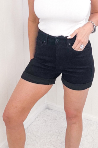 Judy Blue Daze in the Sun Black Tummy Control Shorts - Boujee Boutique 