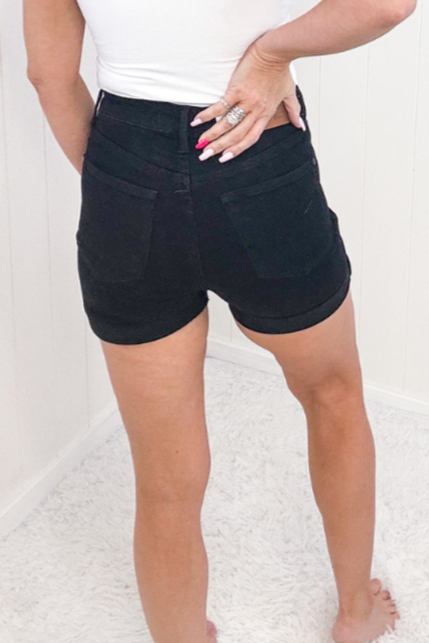 Judy Blue Daze in the Sun Black Tummy Control Shorts - Boujee Boutique 