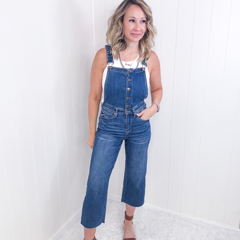 Judy Blue Bluetiful Bliss High Waist Cropped Wide Leg Overalls - Boujee Boutique 