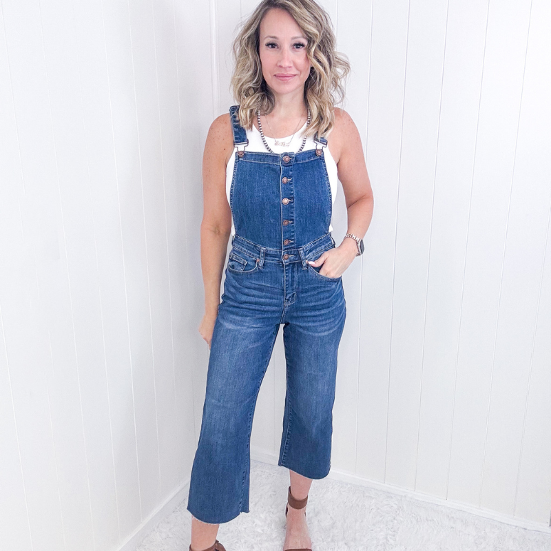 Judy Blue Bluetiful Bliss High Waist Cropped Wide Leg Overalls - Boujee Boutique 