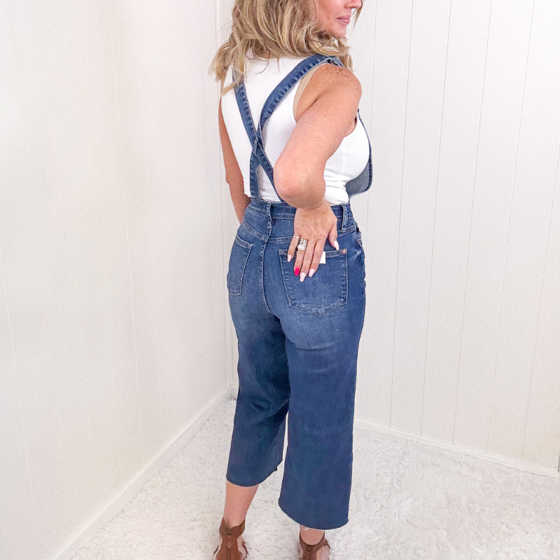 Judy Blue Bluetiful Bliss High Waist Cropped Wide Leg Overalls - Boujee Boutique 