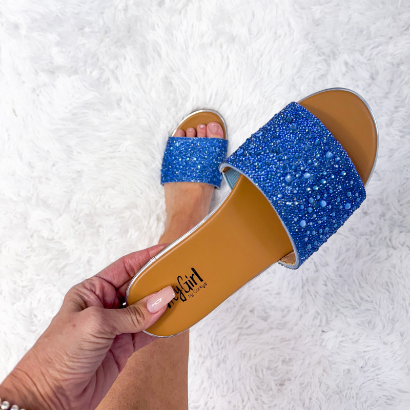 Corky's Pizzazz Light Blue Rhinestones Sandals - Boujee Boutique 