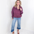 Washed Burgundy Relaxed Fit Pull Over Sweatshirt - Boujee Boutique 