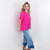 Hot Pink Andree Textured Line Ribbed Short Sleeve Top - Boujee Boutique 
