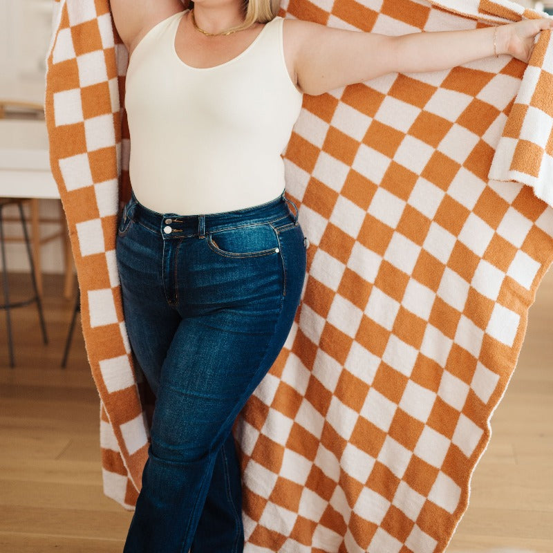 Penny Blanket Single Cuddle Size in Copper Check - Boujee Boutique 