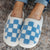 Checked Out Slippers in Blue - Boujee Boutique 