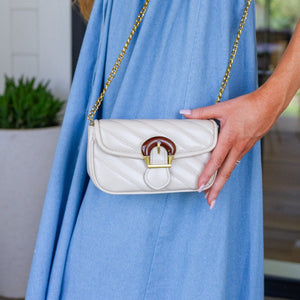 Classic Beauty Quilted Clutch in Ivory - Boujee Boutique 