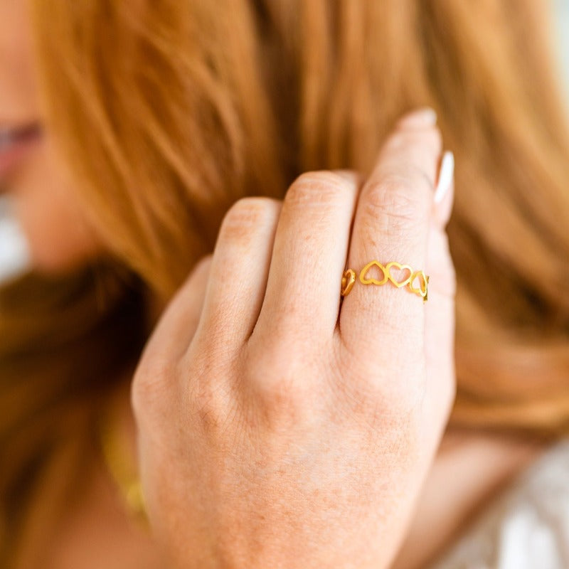 Endless Hearts Gold Ring - Boujee Boutique 