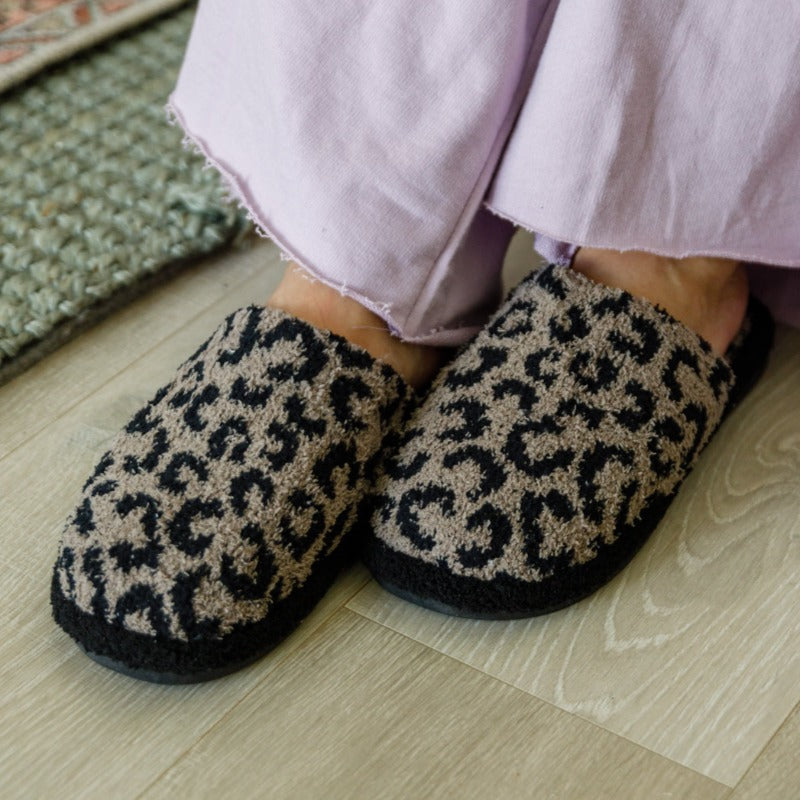 Fuzziest Feet Animal Print Slippers In Mocha - Boujee Boutique 