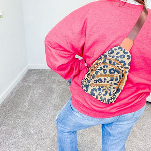 Sedona Leopard Print Multi Pocket Sling Bag - Boujee Boutique 