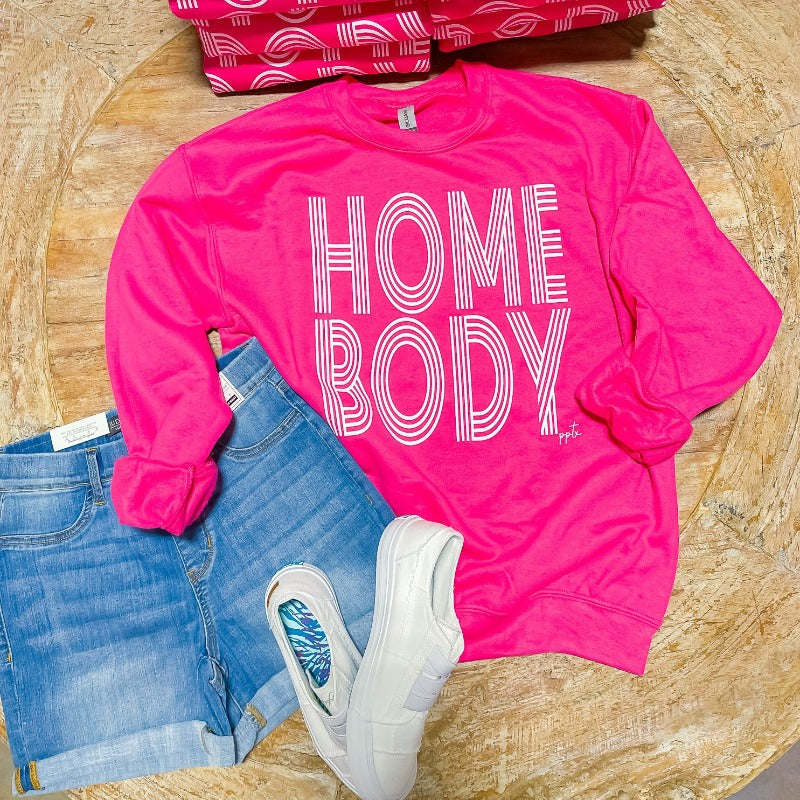 Pink Lines Comfortable Homebody Sweatshirt - Boujee Boutique 