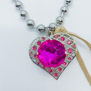 Bling Pink Heart Crystal Necklace - Boujee Boutique 