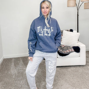 It's Okay to NOT Be Ok Heathered Navy Hoodie - Boujee Boutique 