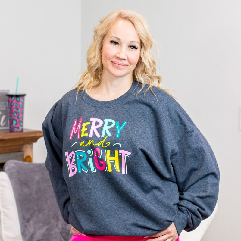 Merry and Bright Christmas Sweatshirt - Boujee Boutique 