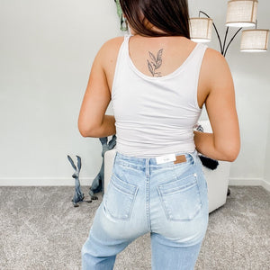 Grey Built in Bra Tank BodySuit - Boujee Boutique 