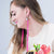 Pink Tear Drop Crystal Tassel Earrings - Boujee Boutique 