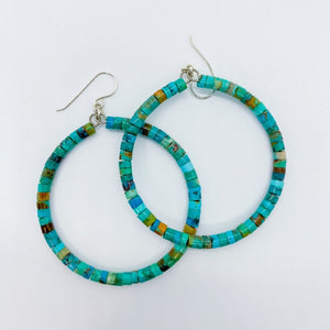 Native Sterling Silver Turquoise Hoop Earrings - Boujee Boutique 