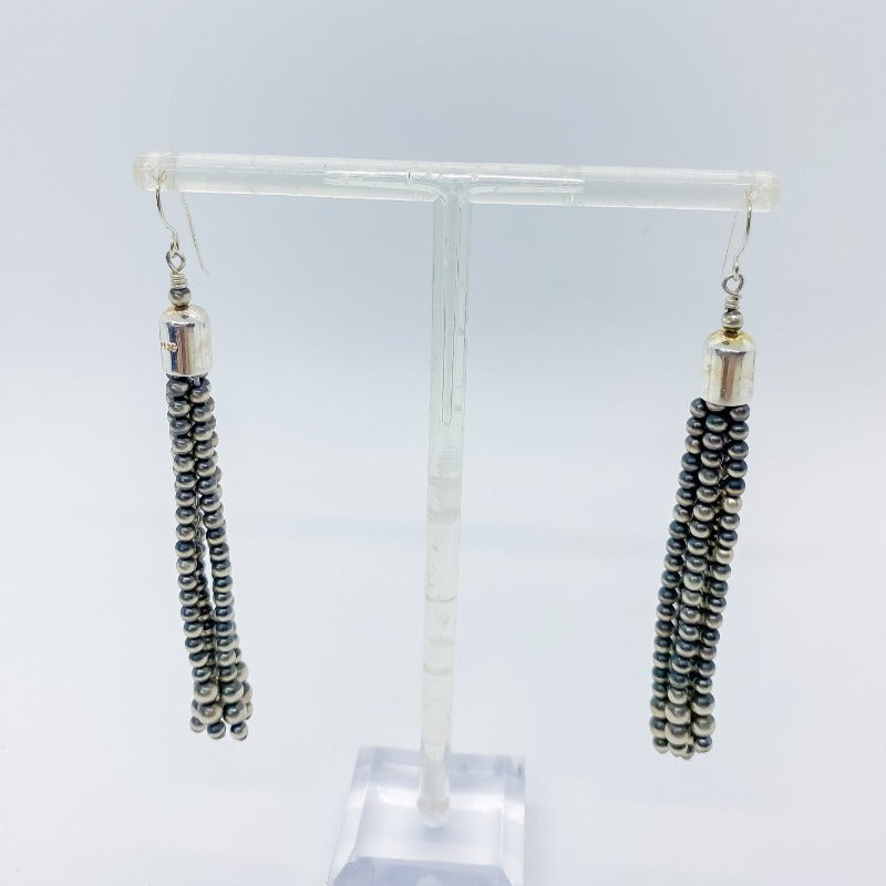 Navajo Pearl Fringe Sterling Sliver Earrings - Boujee Boutique 