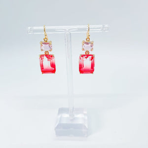 Pink Panache Ombre Crystal Earrings - Boujee Boutique 