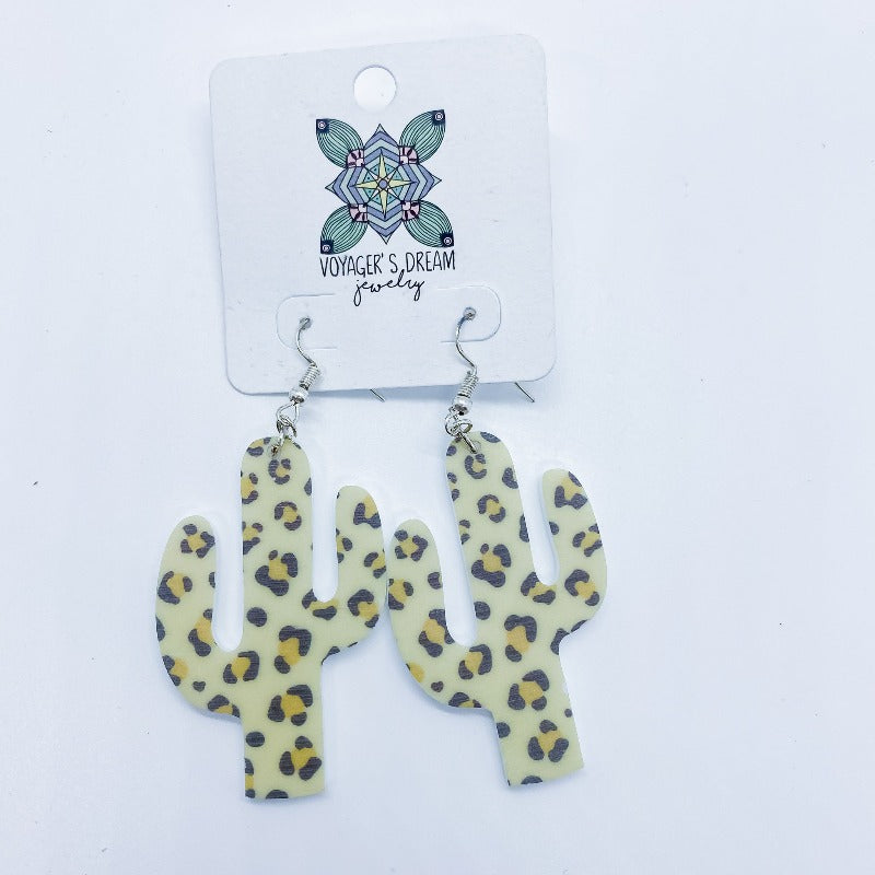 Leopard Print Cactus Earrings - Boujee Boutique 