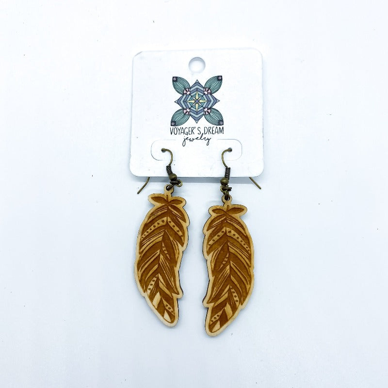 Handmade Natural Feather Shape Earrings - Boujee Boutique 
