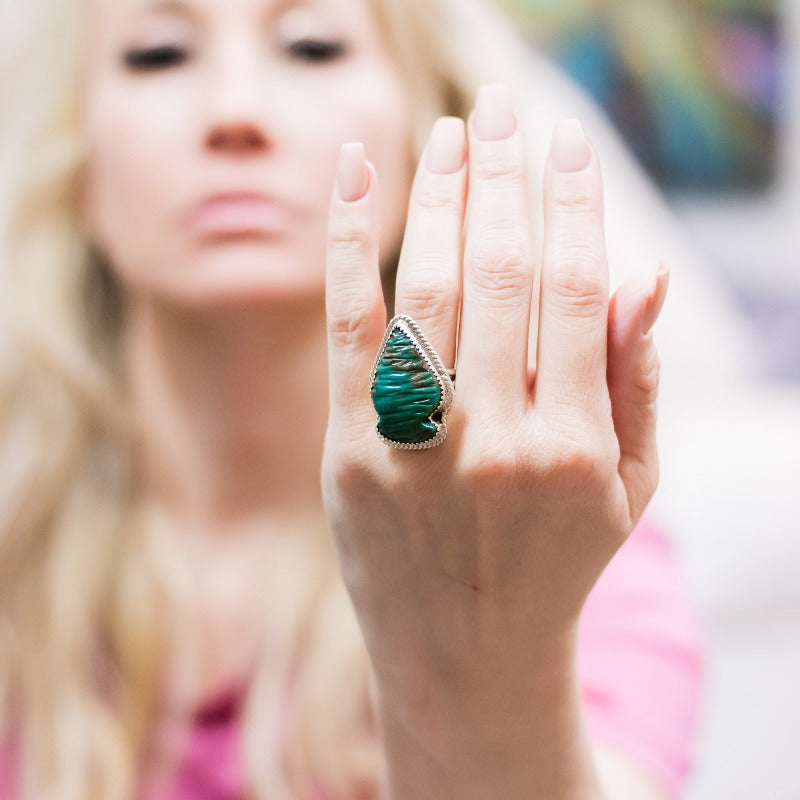 Genuine Turquoise and Green Arrowhead Ring - Boujee Boutique 