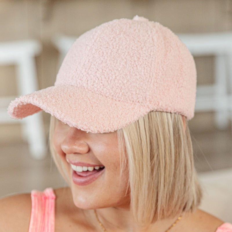 Lyla Sherpa Ball Cap in Pink - Boujee Boutique 